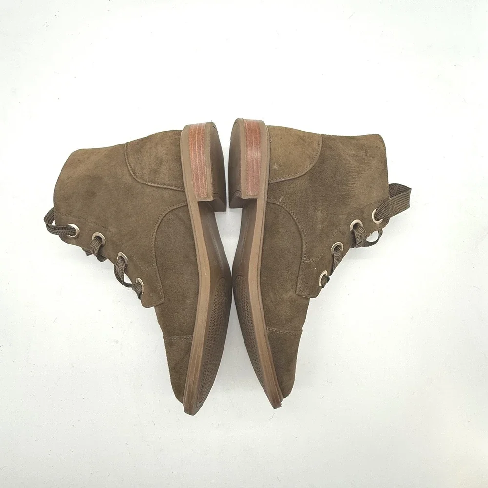 Tommy Hilfiger boot‎ 6.5 Twjudsen Suede Lace Up Ankle Boots Olive Green Women